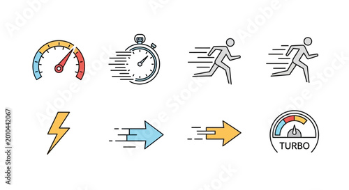 Photography Speed icons with motion symbols.