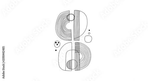 Minimalist abstract line composition with geometric shapes and patterns