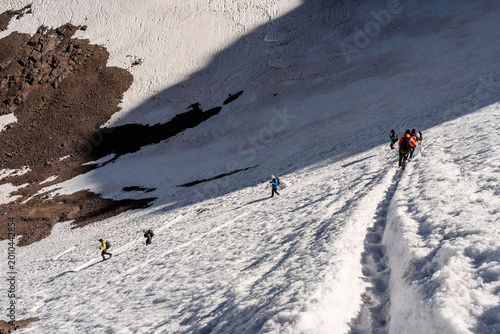Schilderij op canvas Mountaineers ascending Toubkal (4167 m), Toubkal National Park, morocco, africa