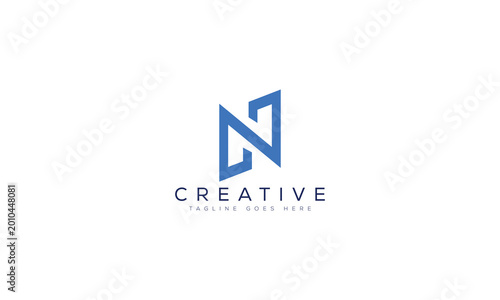 Free Download Blue letter n logo design with creative text and abstract shapes, letter - GFXLoad