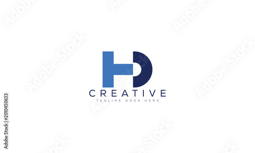 Free Download Modern blue HD monogram logo with the word creative below letter h letter - GFXLoad
