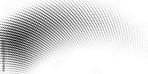 Slika na platnu Abstract background featuring a black and white triangle halftone pattern in a dynamic swirl motion