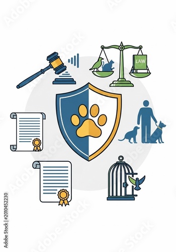 Animal Rights and Legal Protection Illustrated Concept.