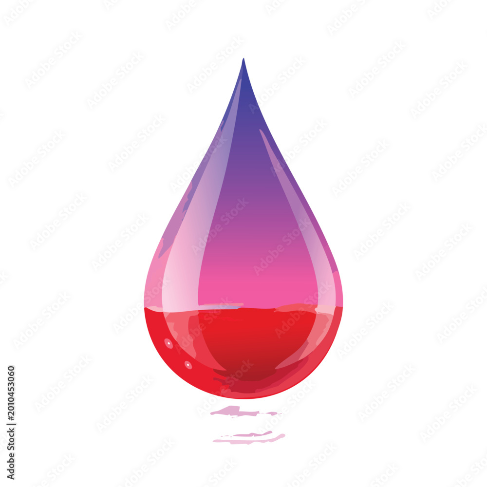 Fototapeta premium Abstract illustration of a vibrant drop with gradient color effect on white