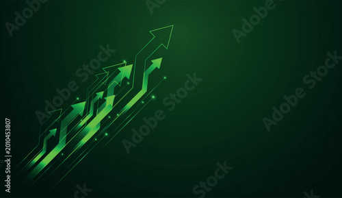 Obraz na plátně The dark digital grid, each arrow surges upward, perfect for visualizing high-performance Business goals