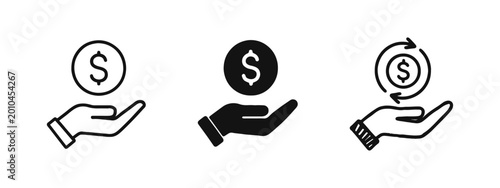 Tableau sur toile Cashback and Money Transaction Hand Icons with Arrows