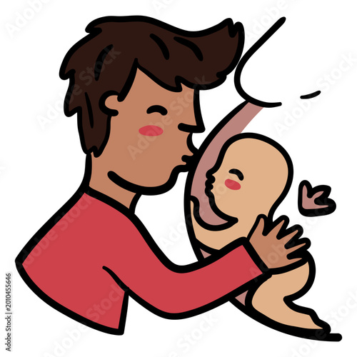 Bild auf Leinwand Man kissing a baby