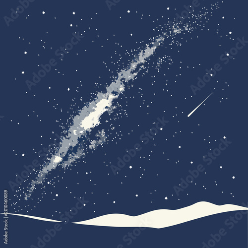 Starry night sky with milky way galaxy and shooting star milkyway shootingstar