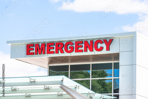 Emergency room entrance on a modern hospital building
