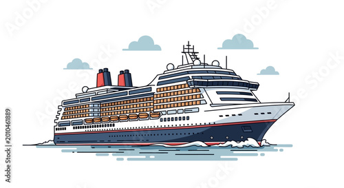 Принти на полотні Cruise ship, ocean liner, nautical icon, vector illustration, travel symbol, blu
