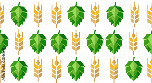 Beer hops and wheat craft brewery pattern