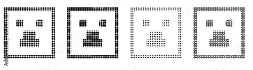 Tableau sur toile Halftone circular dot lan over powerline icon set isolated on transparent background, symbols for Network connection and digital technology