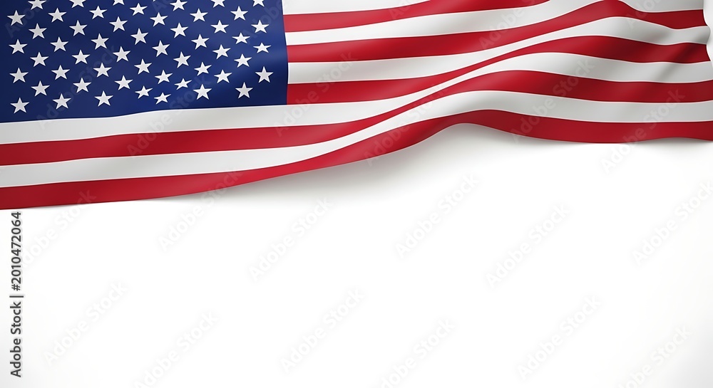 Obraz premium Celebrating flag day 4th of july and independence day a waving american flag on a white background