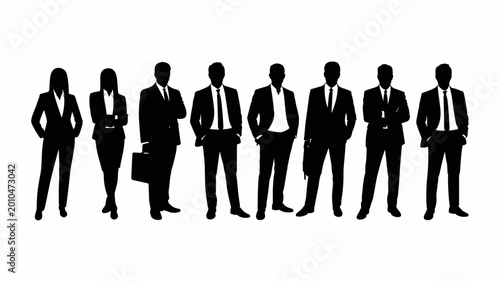 Business People Silhouettes Set Standing Team Profile Collection