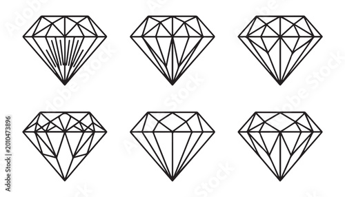 Obraz na płótnie Intricate diamond gemstone icons featuring detailed geometric facets for luxury jewelry branding kit