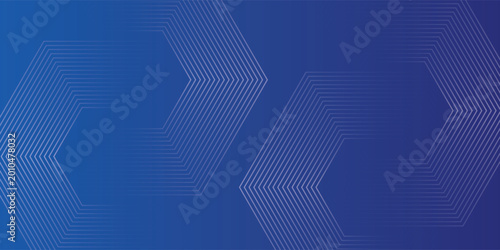 Abstract Blue Gradient Background with Hexagonal Geometric Line Art