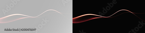 Принти на полотні Neon red glowing wave with smooth flowing light trail dynamic curve motion abstr
