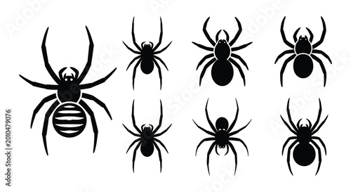 Bild auf Leinwand Spider silhouettes collection black vector illustration on white background