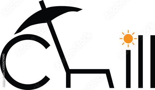 Tablou pe pânză Relaxing chill typographic design with lounge chair and sun icon illustration