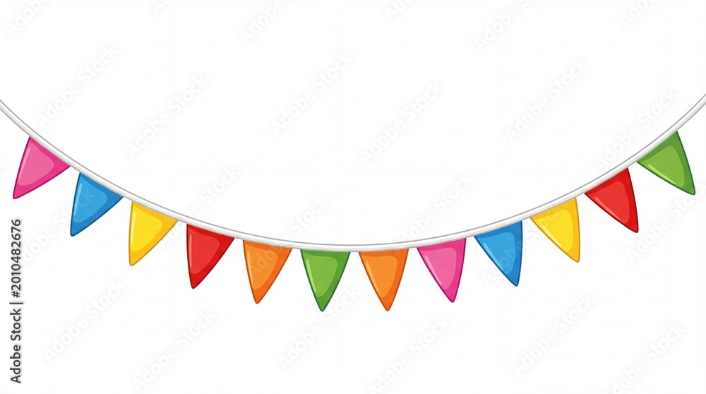 Fototapeta premium Colorful party bunting flags decoration festive banner for celebration cartoon illustration design
