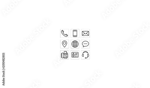 Contact Us Line Icons Set Communication Info Editable Stroke Vector Illustration