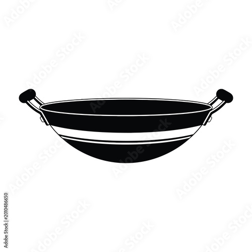 Obraz na płótnie Black bowl with handles on white background