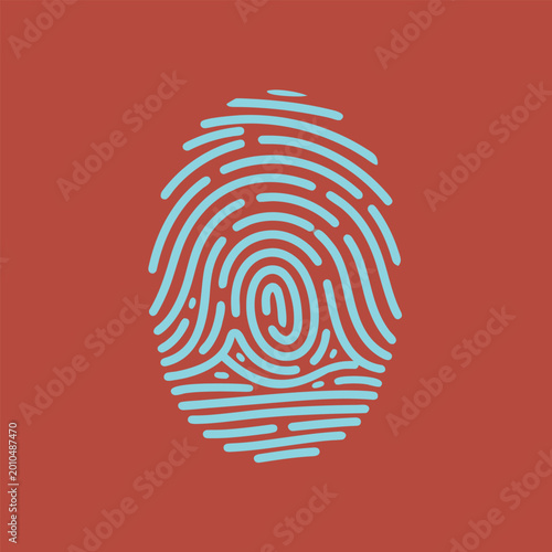 Bild auf Leinwand A minimalist light blue fingerprint vector illustration on a muted red backgroun