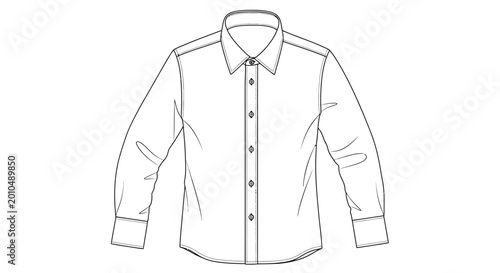 Billede på lærred Sketch of a classic men's long sleeve dress shirt with button down collar