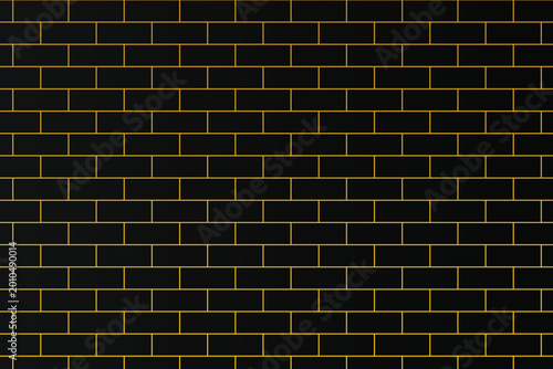 Canvastavla Seamless pattern of black brick wall with bright yellow grout lines