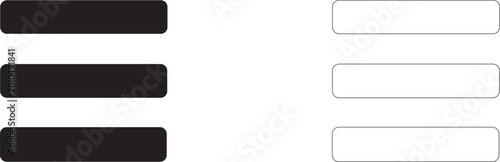Hamburger menu icon, symbol of navigation, list of sections, interface settings and mobile app control, vector icon in two styles: glyph and outline.