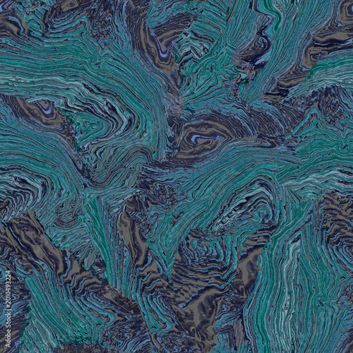 Canvastavla Dark blue mystical fluid seamless pattern in fluid style of liquid art