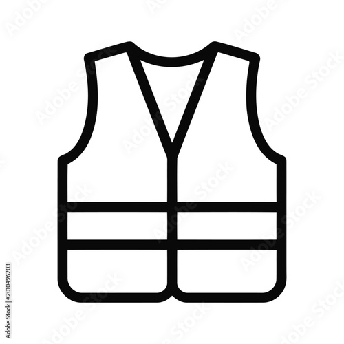 Safety vest icon, high visibility workwear vector illustration, protective clothing symbol for construction and industrial safety