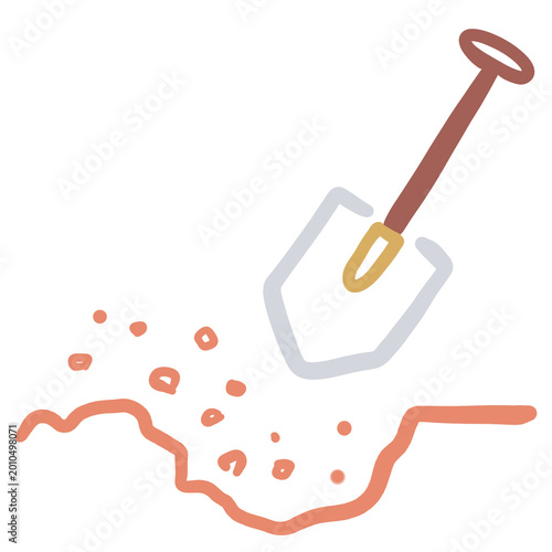Planting shovel soil gardening icon