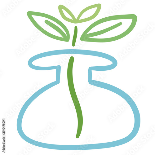 Plant in glass vase eco icon
