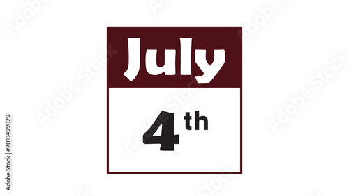 July 4th daily calendar icon vector illustration in minimalist style
