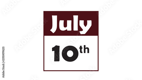 Photos July 10th daily calendar icon vector illustration in minimalist style