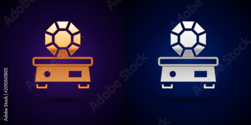 Photos Gold and silver Gem stone icon isolated on black background