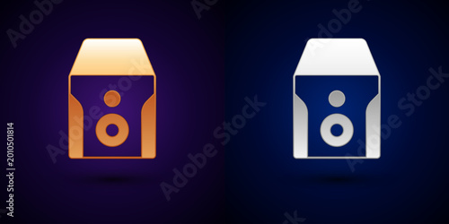 Konstfotografi Gold and silver Uninterruptible power supply UPS icon isolated on black background