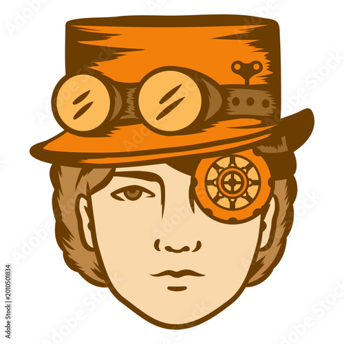 Obraz na płótnie Steampunk face with a hat and goggles