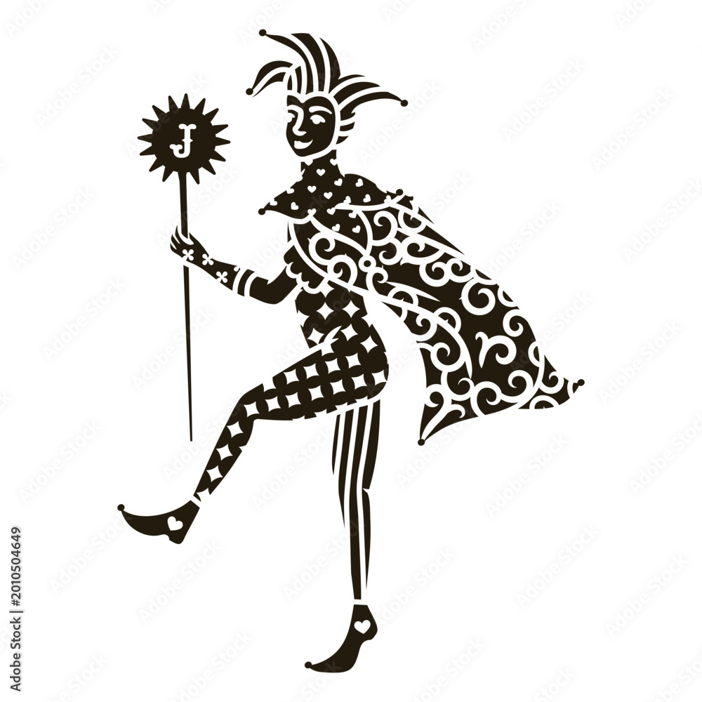 Fototapeta premium Black and white illustration of a clown