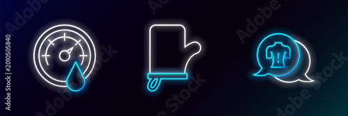 Foto Set line Massage, Sauna thermometer and mittens icon