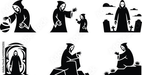 фотографія Death Reaper Silhouette Icon Collection Set
