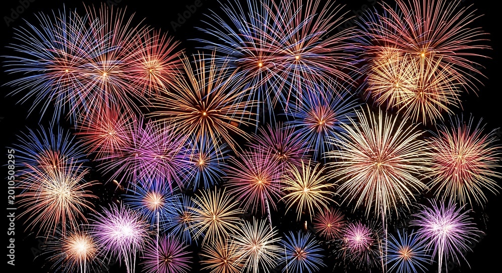 Fototapeta premium Spectacular fireworks display celebrating flag day 4th of july and independence day festivities