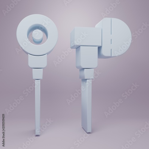 Obraz na płótnie Grey Air headphones icon icon isolated on purple background
