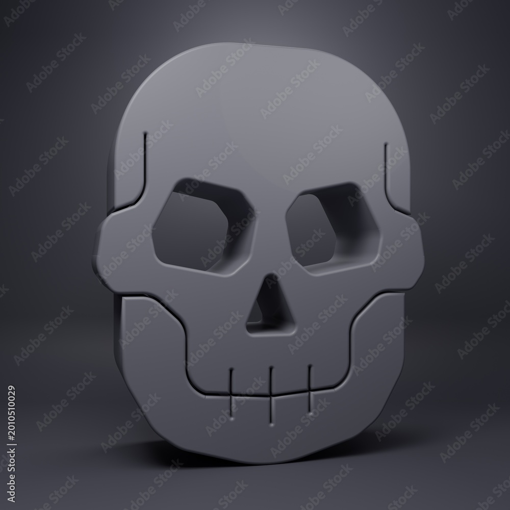 Fototapeta premium Grey Skull icon isolated on grey background. Happy Halloween party. Minimalism concept. 3D render illustration