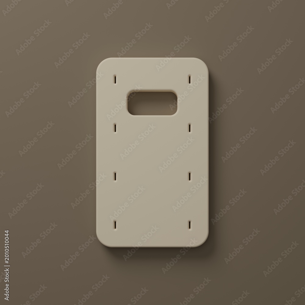 Fototapeta premium Beige Military assault shield icon isolated on brown background. Minimalism concept. 3D render illustration