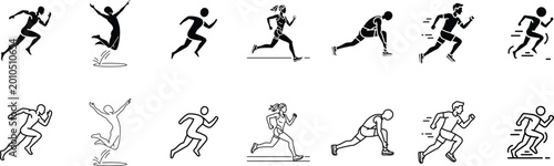 Tableau sur toile Running man silhouette sequence dynamic athleticism in motion illustrating a com