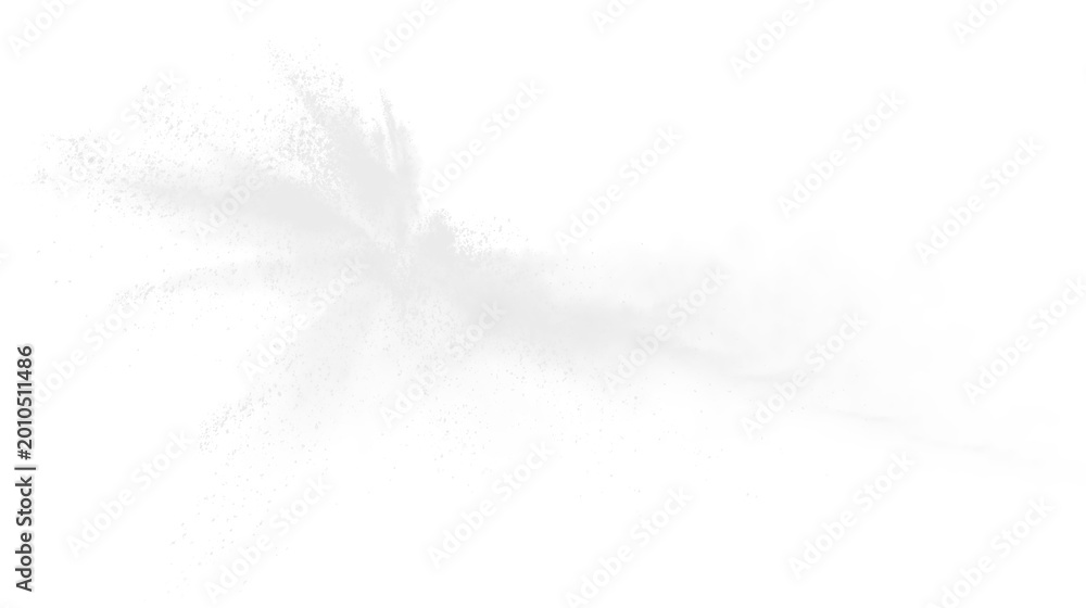 Fototapeta premium White dust particle sprite impact effect with misty edges on transparent background for various creative uses