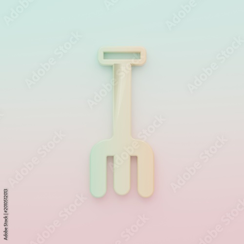 Bild auf Leinwand Green-orange Garden rake icon isolated on color background