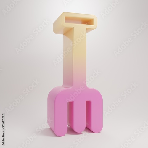 Foto Yellow-pink Garden rake icon isolated on grey background